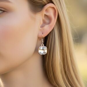 Elegant Silver Crystal Drop Earrings